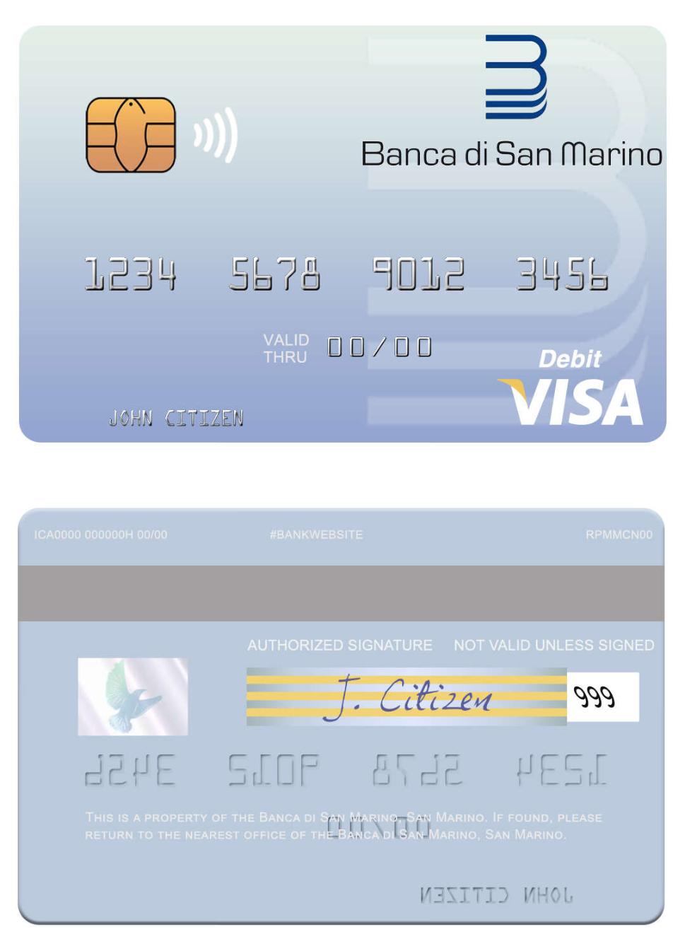 San Marino Banca di San Marino visa debit card